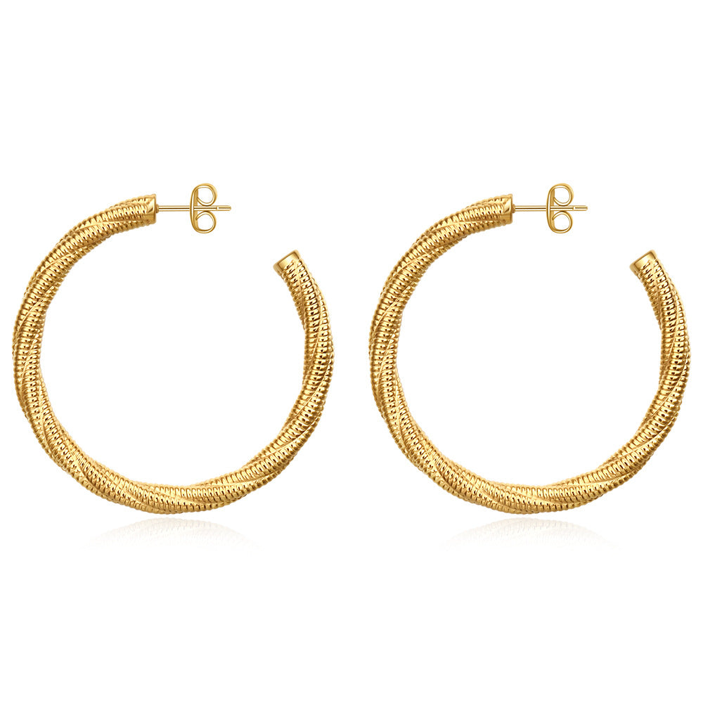 Wholesale Titanium Steel Circular Mesh 5mm Open Stainless Steel Earrings